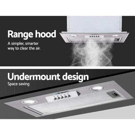 Devanti 520mm Range Hood 52cm Rangehood Stainless Steel Appliances Kings Warehouse