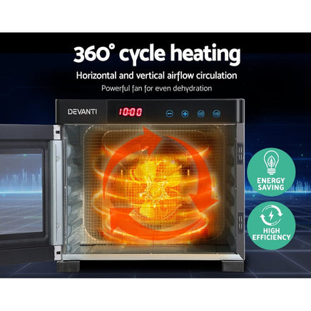 Devanti 6 Trays Food Dehydrator Stainless Steel Tray Appliances Kings Warehouse