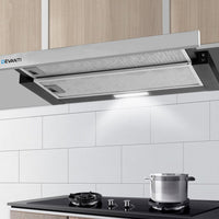 Devanti 600mm Range Hood 60cm Slide out Rangehood Stainless Steel Appliances Kings Warehouse