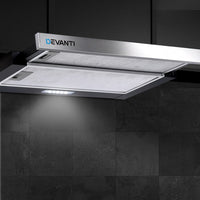 Devanti 600mm Range Hood 60cm Slide out Rangehood Stainless Steel Appliances Kings Warehouse