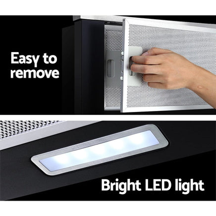 Devanti 600mm Range Hood 60cm Slide out Rangehood Stainless Steel Appliances Kings Warehouse