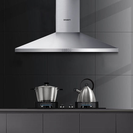 Devanti 900mm Range Hood 90cm Rangehood Stainless Steel Appliances Stocktake Sale Kings Warehouse