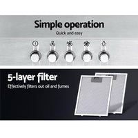 Devanti 900mm Range Hood 90cm Rangehood Stainless Steel Appliances Stocktake Sale Kings Warehouse