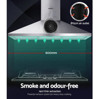 Devanti 900mm Range Hood 90cm Rangehood Stainless Steel Appliances Stocktake Sale Kings Warehouse