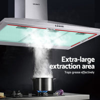 Devanti 900mm Range Hood 90cm Rangehood Stainless Steel Appliances Stocktake Sale Kings Warehouse