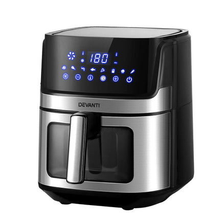 Devanti Air Fryer 6.5L LCD Fryers Clear Window Appliances Kings Warehouse