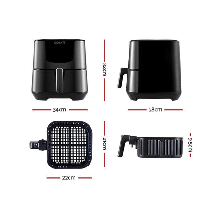 Devanti Air Fryer 7L LCD Fryers Black Appliances Kings Warehouse