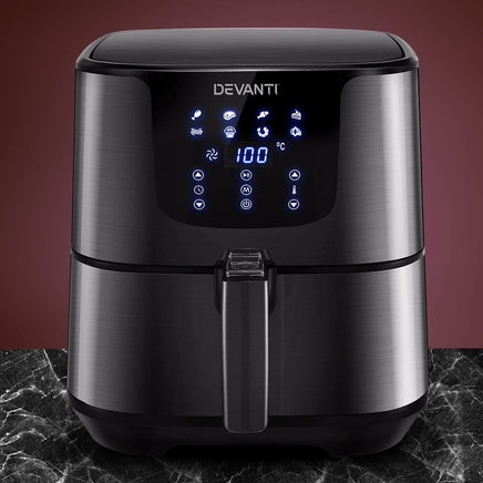 Devanti Air Fryer 7L LCD Fryers Black Appliances Kings Warehouse
