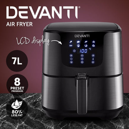 Devanti Air Fryer 7L LCD Fryers Black Appliances Kings Warehouse