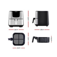 Devanti Air Fryer 7L LCD Fryers Stainless Steel Appliances Kings Warehouse