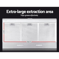 DEVANTI Fixed Range Hood Rangehood Stainless Steel Kitchen Canopy 90cm 900mm Appliances Stocktake Sale Kings Warehouse