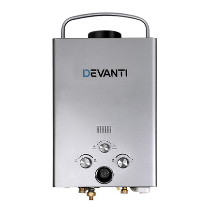 Devanti Portable Gas Water Heater 8L/Min With Pump LPG System Grey Outdoor Recreation Kings Warehouse