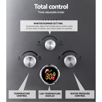 Devanti Portable Gas Water Heater 8L/Min With Pump LPG System Grey Outdoor Recreation Kings Warehouse