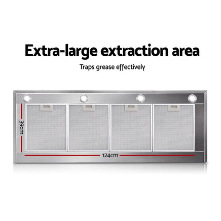 Devanti Range Hood Commercial Rangehood BBQ Hoods Kitchen Alfresco Canopy 1500mm Appliances Stocktake Sale Kings Warehouse