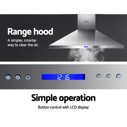 Devanti Range Hood Commercial Rangehood BBQ Hoods Kitchen Alfresco Canopy 1500mm Appliances Stocktake Sale Kings Warehouse