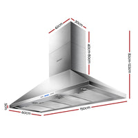Devanti Range Hood Commercial Rangehood BBQ Hoods Kitchen Alfresco Canopy 1500mm Appliances Stocktake Sale Kings Warehouse