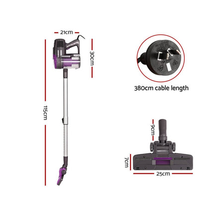 Devanti Stick Vacuum Cleaner Bagless Corded 500W Purple Appliances Kings Warehouse