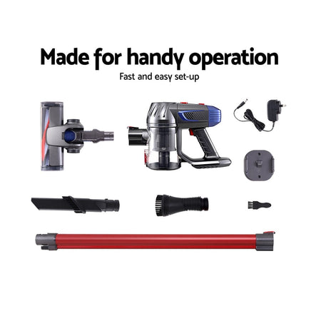 Devanti Stick Vacuum Cleaner Bagless Cordless Red 150W Appliances Kings Warehouse