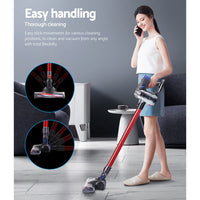 Devanti Stick Vacuum Cleaner Bagless Cordless Red 150W Appliances Kings Warehouse