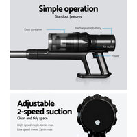 Devanti Stick Vacuum Cleaner Brushless Cordless 350W Grey Appliances Kings Warehouse