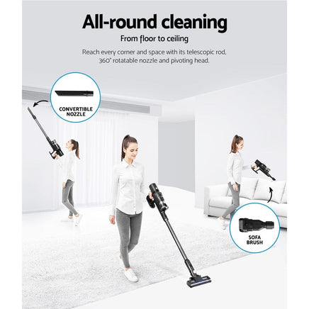 Devanti Stick Vacuum Cleaner Brushless Cordless 350W Grey Appliances Kings Warehouse