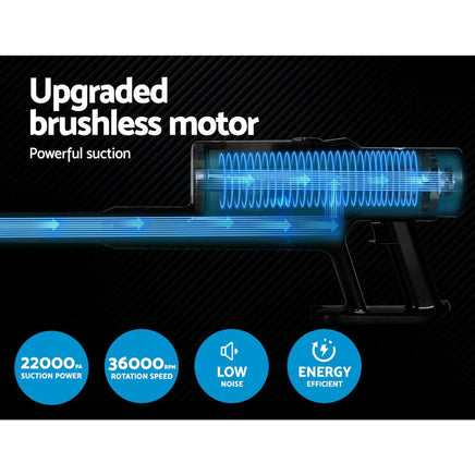 Devanti Stick Vacuum Cleaner Brushless Cordless 350W Grey Appliances Kings Warehouse