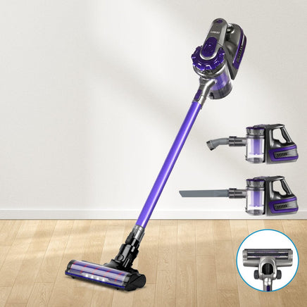 Devanti Stick Vacuum Cleaner Cordless Roller Brush 150W Purple Appliances Kings Warehouse