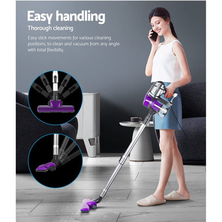 Devanti Stick Vacuum Cleaner Handheld Corded 450W Purple Appliances Kings Warehouse