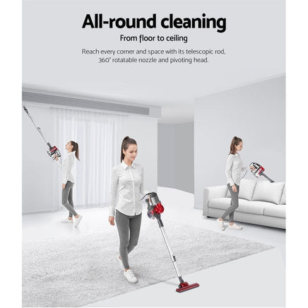 Devanti Stick Vacuum Cleaner Handheld Corded 450W Red Appliances Kings Warehouse