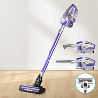 Devanti Stick Vacuum Cleaner Roller Brush Cordless 150W Purple Appliances Kings Warehouse