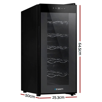 Devanti Wine Fridge Cooler 12 Bottles Appliances Kings Warehouse
