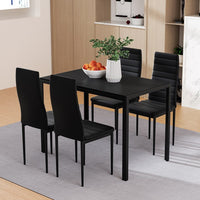 Dining Chairs and Table Dining Set 4 Chair Set Of 5 Wooden Top Black dining Kings Warehouse