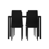 Dining Chairs and Table Dining Set 4 Chair Set Of 5 Wooden Top Black dining Kings Warehouse
