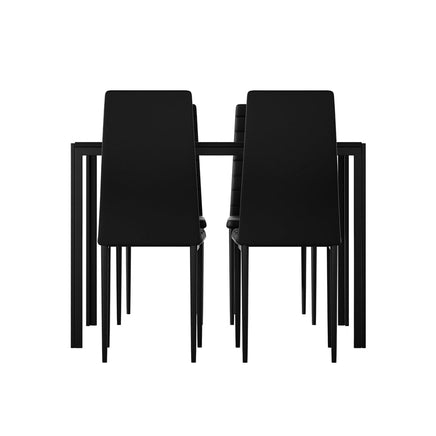 Dining Chairs and Table Dining Set 4 Chair Set Of 5 Wooden Top Black dining Kings Warehouse