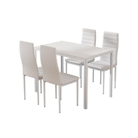 Dining Chairs and Table Dining Set 4 Chair Set Of 5 Wooden Top White dining Kings Warehouse