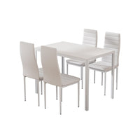 Dining Chairs and Table Dining Set 4 Chair Set Of 5 Wooden Top White