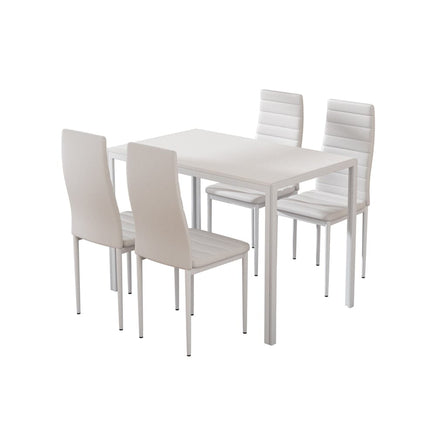 Dining Chairs and Table Dining Set 4 Chair Set Of 5 Wooden Top White dining Kings Warehouse