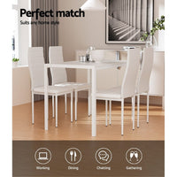 Dining Chairs and Table Dining Set 4 Chair Set Of 5 Wooden Top White dining Kings Warehouse