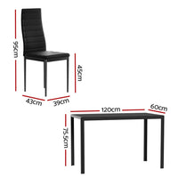 Dining Chairs and Table Dining Set 6 Chair Set Of 7 Wooden Top Black dining Kings Warehouse