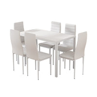 Dining Chairs and Table Dining Set 6 Chair Set Of 7 Wooden Top White dining Kings Warehouse