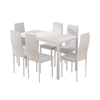 Dining Chairs and Table Dining Set 6 Chair Set Of 7 Wooden Top White dining Kings Warehouse 