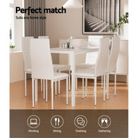 Dining Chairs and Table Dining Set 6 Chair Set Of 7 Wooden Top White dining Kings Warehouse