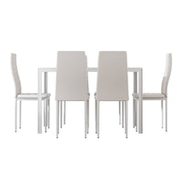 Dining Chairs and Table Dining Set 6 Chair Set Of 7 Wooden Top White dining Kings Warehouse