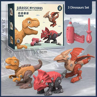 Disassemble Blocks Jurassic Dinosaurs Building Blocks Toys Battery Drill Tyrannosaurus Rex Wyvern Velociraptor Stegosaurus 3 Baby & Kids Kings Warehouse
