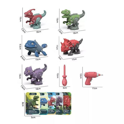Disassemble Blocks Jurassic Dinosaurs Building Blocks Toys Battery Drill Tyrannosaurus Rex Wyvern Velociraptor Stegosaurus 3 Baby & Kids Kings Warehouse