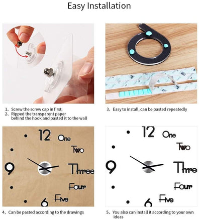 DIY Wall Clock Modern Frameless Large 3D Wall Watch Giant Roman Numerals for Home Living Room and Bedroom (Small) Fun in the Sun Kings Warehouse