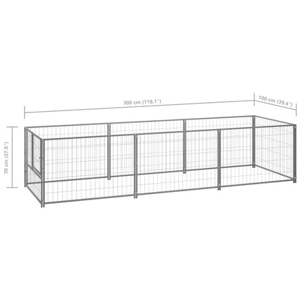 Dog Kennel Silver 3 m² Steel Kings Warehouse
