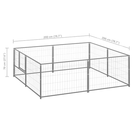 Dog Kennel Silver 4 m² Steel Kings Warehouse