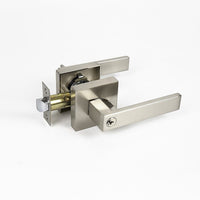 Door Handle Set Lever Key Lock Function Square Satin Nickel Home & Garden Kings Warehouse