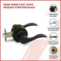 Door Handle Set Lever Passage Function Black Home & Garden Kings Warehouse